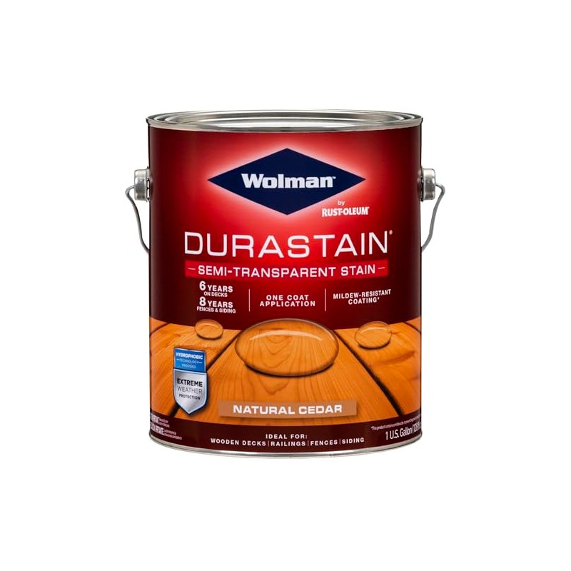 Wolman 288078 DuraStain Water-Based Semi-Transparent Exterior Wood Stain, Gallon, Natural