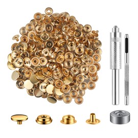 200 Pieces (50 Sets) Leather Snap and Fastener Kit Tool 5/8 inches (15mm) Snaps for Leather Fasteners Kit for Leather Stainless Snaps Button for Bag, Jeans, Clothes, Fabric (Gold)