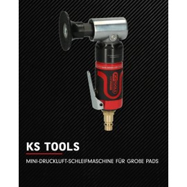 KS Tools SlimPOWER 515.5580 Compressed Air Bar Sander 19,000 rpm, Straight Sander Angled for Large Pads up to Diameter 50 mm, with Continuous Speed Control