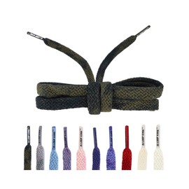 Loop King Shoe Laces- Premium Flat Cotton Laces for Sneakers with Durable Plastic Tips - Perfect for Athletic Adults and Kid - Black Vintage Fade + Clear Plastic Tips - 1 Pair inch, Black Vintage Fade