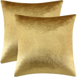 GIGIZAZA Gold Velvet Decorative Throw Pillow Covers,18x18 Pillow Covers