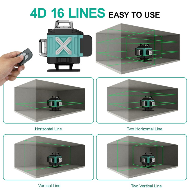16 Lines Laser 360 Level Self Leveling, 4x360° Professional 4D