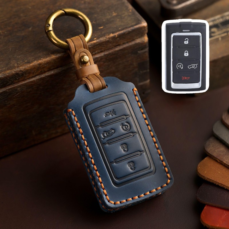 TECART Key Fob Cover with Keychain Leather Key Shell Case
