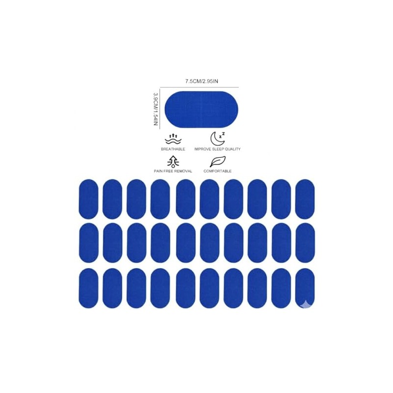30 Tiras Bucales Antirronquidos Color AZUL. Cinta Bucal para Dormir.