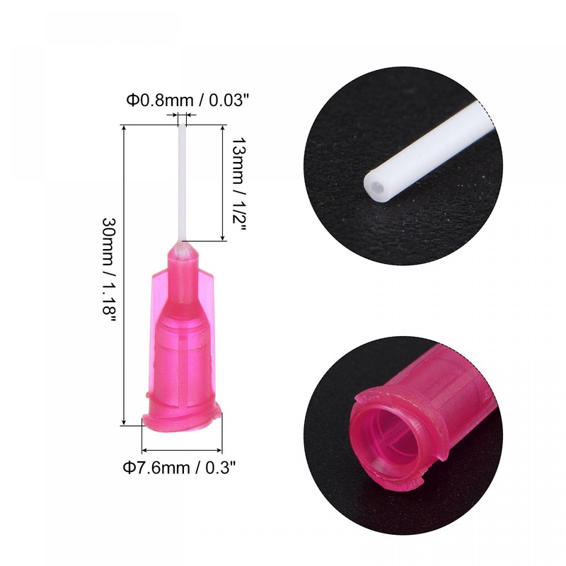 uxcell 50 Pcs 25G Plastic Dispensing Needles, 1/2" PP Glue