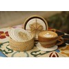 L.Bo Ethnic Handwoven Rattan Coasters Set, 6 Pieces with Holder,