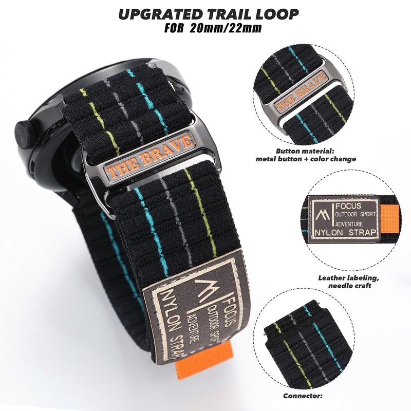 SQHYWJ Watch Band, 0.8 inch (20 mm), 0.9 inch (22