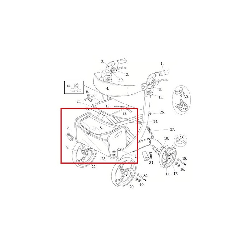 Replacement Parts for Drive Nitro Aluminum Rollator, (7. Bag -