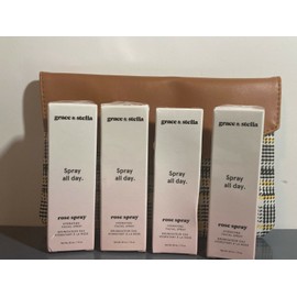Grace & Stella 4x Grace & Stella Spray All Day Rose Water Hydrating Facial Mist 1oz each + Bag