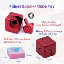 Desk-Fidget-Toys Spinner-Cube: Cool-Gadgets Metal Kinetic-Desk-Toys Office EDC-Toy with Silicone Base, ADHD Tools Cool-Stuff Thing Stress Relief Toy Gift for Kids Children Teens Adults Christmas
