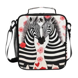 UMIRIKO Kids Lunch Box Zebra Valentine's Day Cooler Insulated for Boys and Girls, Lunch Bag with Shoulder Strap for School, Picnic Meal 20853515