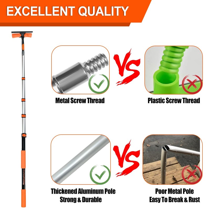 Buyplus 26Ft High Reach Squeegee for Window Cleaning Kit with