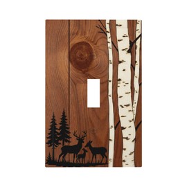 Rustic Farmhouse Brown Wood Deer Light Switch Cover Decorative