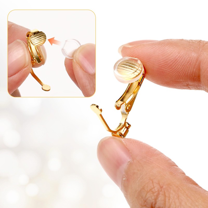 6 Pieces Clip-on Earring Converter and 6 Pieces Silicone Earring