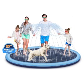 Splash Pad for Kids and Dogs, 97'' Extra Large Splash Pad for Toddlers 1-3 and Kids Ages 4-8, Non Slip Thicken Sprinkler Dog Pool Summer Outdoor Water Toys for Backyard