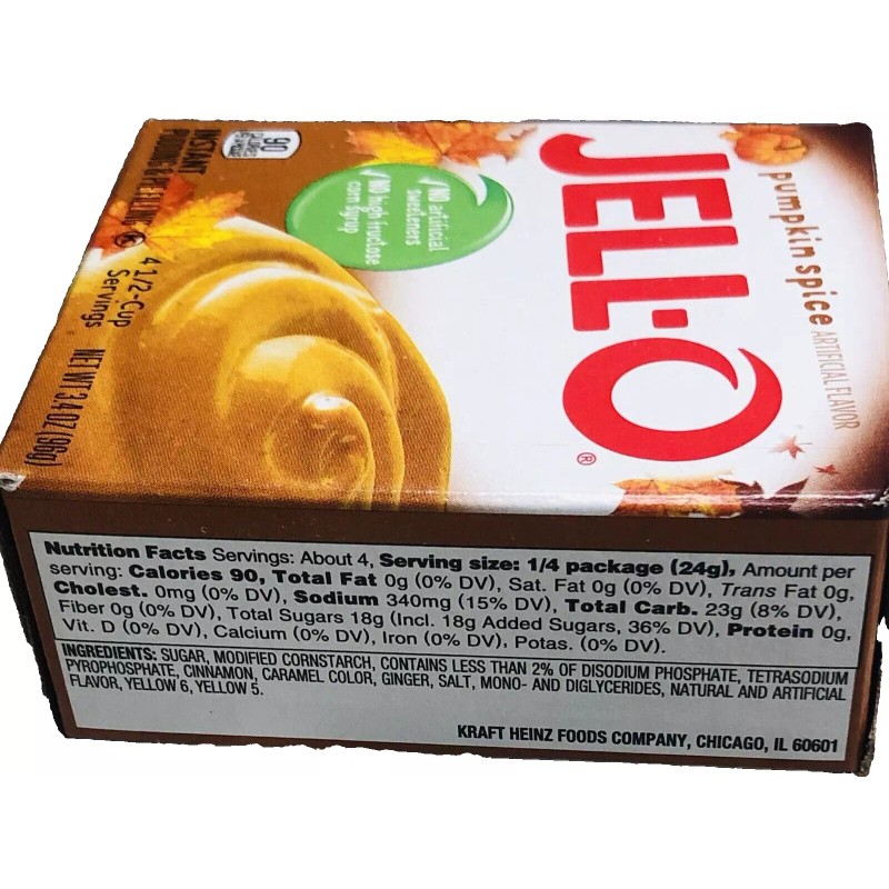 JELL-O Pumpkin Spice Instant Pudding & Pie Filling 3.4 0z-New(See
