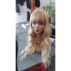 Blonde Long Body Wave Wigs with Bangs for Women Ash