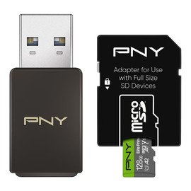 PNY 128GB Elite Prime Class 10 U1 V10 A2 microSDXC Flash Memory Card & USB 3.2 Gen 1 Card Reader - 175MB/s, Class 10, U1, V10, A2, Full HD, UHS-I, Micro SD