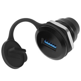 QIANRENON USB 3.0 to USB C Embedded Threaded Fixed Adapter 5Gbps USB 3.0 Female to USB C Female Panel Mount Converter Connector USB 3.0 to USB C Round Connector Socket, with Waterproof Dust Cap