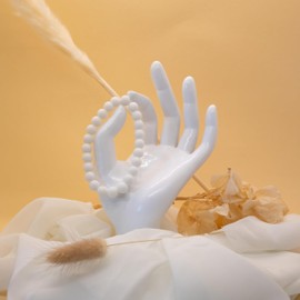 H&H Spirit Jewerly White Agate Matt Natural Gemstone Bracelets Natural Stones Ball Bracelet 8 mm Beads for Men and Women, Gemstone, Semi-precious stones