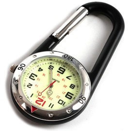 WONOLO Clip on Carabiner Luminous Face FOB Watch Digital for Doctors Paramedics Nurses Chefs Sport Unisex Men Women (Black and Silver)