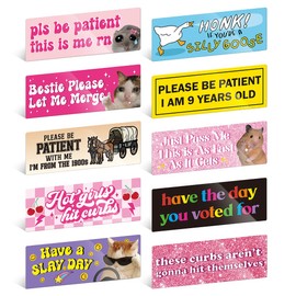 Yoppix 10PCS Funny Car Bumper Magnet, Student Driver Magnet Prank Magnetic Sticker for Car Truck Metal, Hot Girls Hit Curbs New Driver Please Be Patient Waterproof Reusable