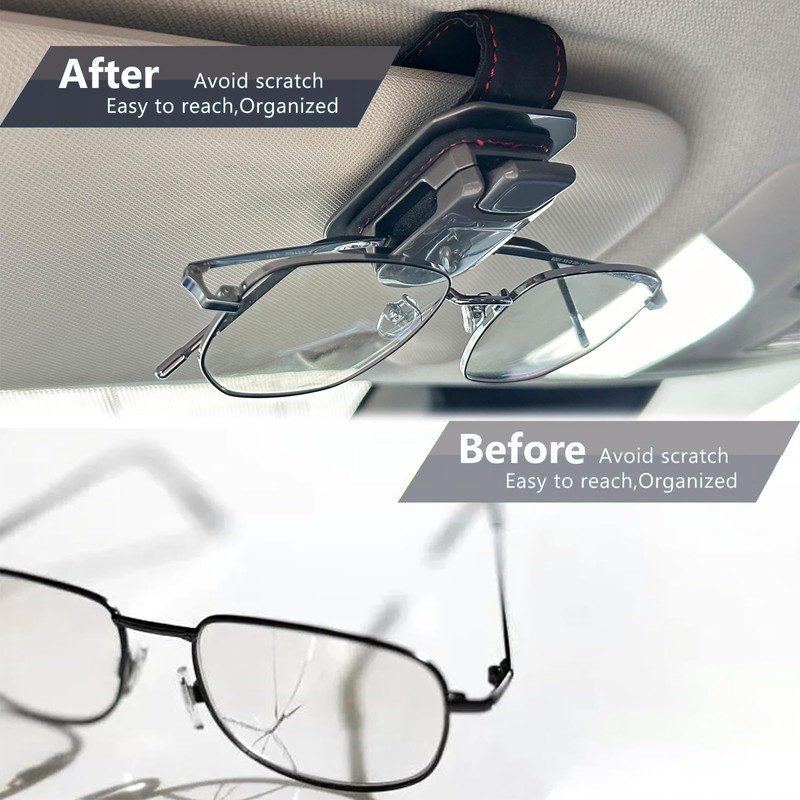 SEAMETAL Sunglass Holder for Car Visor Metal Sunglasses Clip, One-Hand