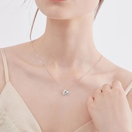 MOOSEA Valentines Day Gifts - 4 Carat Round Moissanite Pendant Necklace for Women, D Color VVS1 Clarity Lab Created Moissanite 925 Sterling Silver Necklace, Anniversary Pendant Necklace for Women