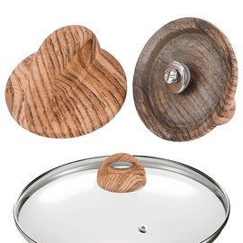 DOERDO 2Pcs Pot Lid Wood Knob, Universal Pot Lid Replacement Knobs, Pan Lid Holding Handle with Screws, Pot Cover Grab Handle for Kitchen Glass Lid Pan Pot