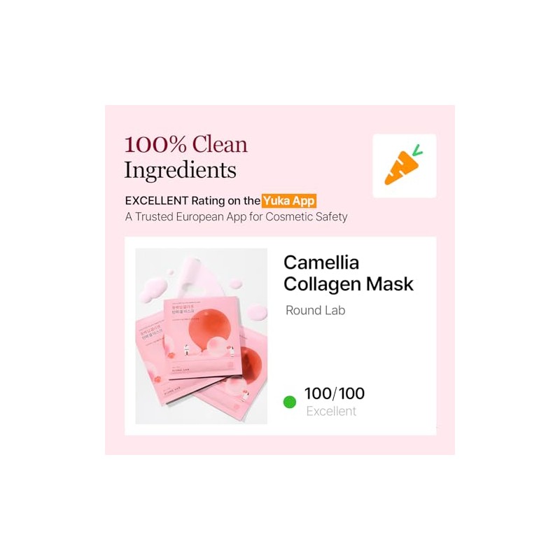 ROUND LAB Camellia Collagen Mask, 30min Hydrogel Mask, Quick Hydration,
