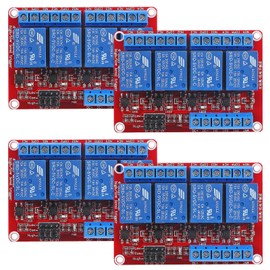 DWEII 4pack 4 Channel 5V Relay Module with Optocoupler High or Low Level Trigger Expansion red Board for Raspberry Pi Arduino