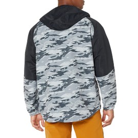 HUK Mens Grand Banks Jacket, Waterproof Heavy Duty Rain Jacket, Tidal Map - Volcanic Ash, X-Large