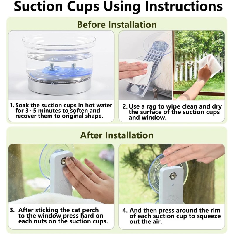 AMOSIJOY Cordless Cat Window Perch, Cat Hammock for Wall with