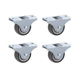LIKERAINY Small Low-Noise Wheels TPR Rubber Wheels Furniture Castors Diameter 38 x 17 mm without Brake with Mounting Plate for Furniture and Cabinet Swivel Castor Load Capacity 80 kg Pack of 4