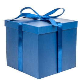 Jaywayang 10" Large Gift Box with Lid and Ribbon, Black Gift Box with Paper Filler for Birthday, Wedding, Valentine's Day, Father's Day, Anniversarry Presents Wrapping.