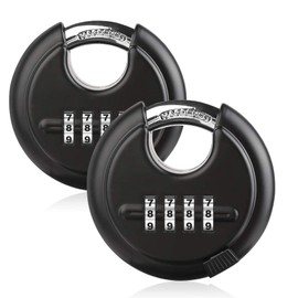 DAYGOS Heavy Duty Combination Padlock - Outdoor Stainless Steel Disc Combination Lock, Weatherproof Lock for Gate, Shed, Garage, Locker(Black, 2pcs)