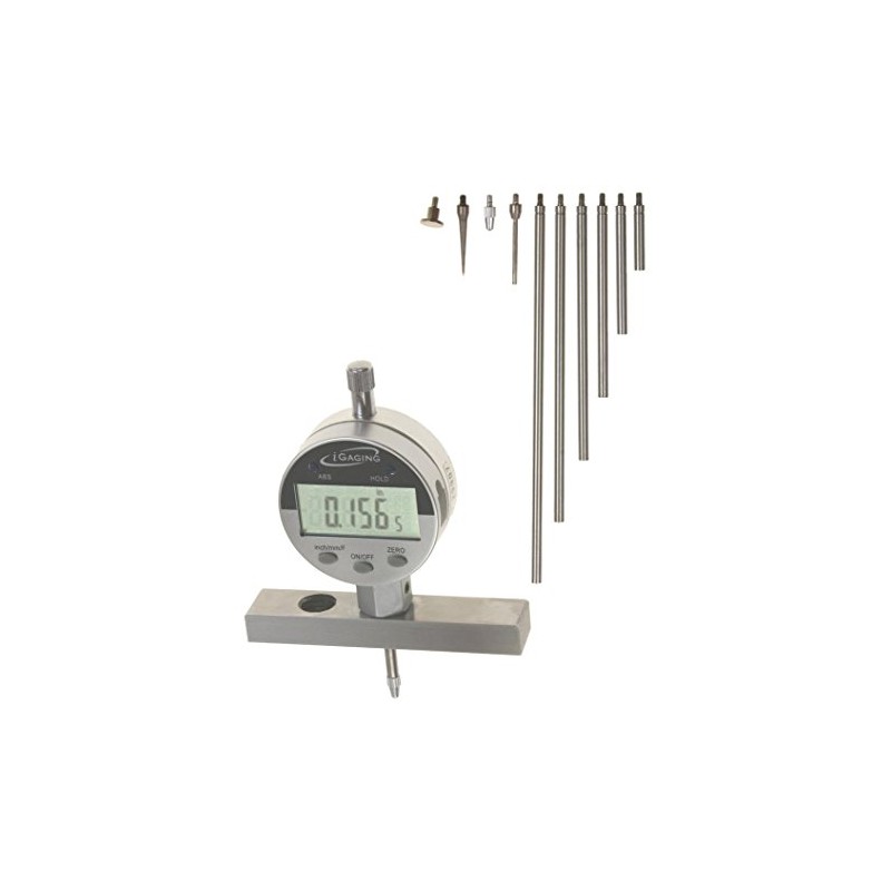 iGaging Depth Gauge Digital Electronic Indicator 0-22" Measuring Range, 0.0005"