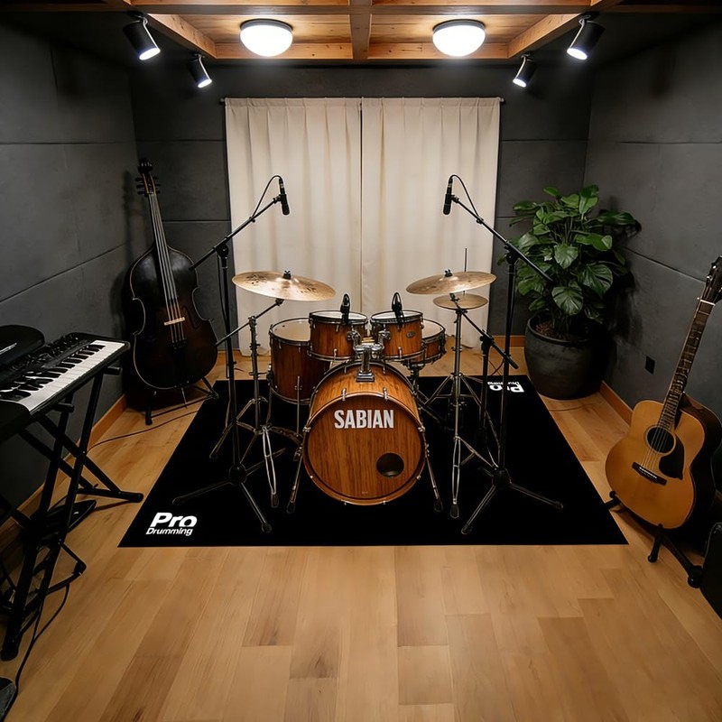 Drum Rug Mat with Non-Slip Grip Bottom, 4x6ft Drum Carpet