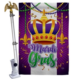 Breeze Decor Mardi Gras Crown House Flag Eagle Set Springtime Carnival Festival Masquerade Celebration Season Holiday French Decoration Banner Small Garden Yard Gift Double-Sided, Made in USA