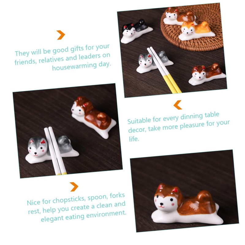 Mikinona 4pcs Ceramic Chopstick Rest Cartoon Holders for Utensils Elegant