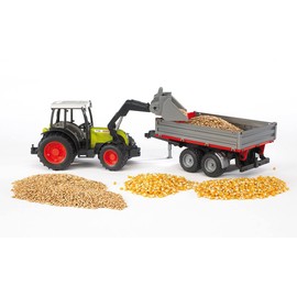 Bruder 02112 CLAAS Nectis 267 F Farm and Construction Tractor With Frontloader And Tipping Trailer