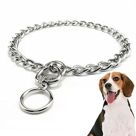 Collar de Entrenamiento para Perro Ajustable de Acero Inoxidable, Antiahalón Profesional para Perros Pequeños y Medianos, Control Fácil y Seguro (45cm)