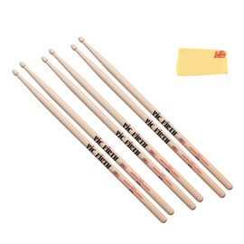 Vic Firth American Classic Extreme X7A Drumsticks - 3-Pack Bundle with Austin Bazaar Polishing Cloth