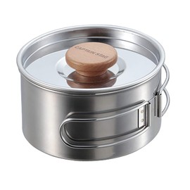 Captain Stag UH-4207 Stainless Steel Single Handle Pot, 4.7 inches (12 cm), Medium Plate Included