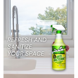 Mean Green Lemon Scent Multi-Surface Cleaner 32 oz Bundle with Microfiber Cloth – Tough Grease Cutting and Grime Removal - All Purpose Cleaner for Household and Commercial Use - (2 items)