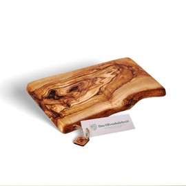 Chopping board, herb board, breakfast board made of olive wood with natural edge, 30cm