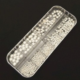 White Pearl Manicure Nail Stone Resin Art Nail Art Decoration Parts Set 3ea