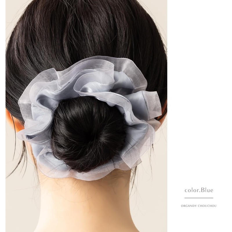JewelVOX Scrunchie Hair Accessories, Organza, Chiffon, Ruffle, Stylish, Popular, Adult