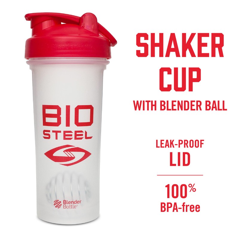 BioSteel Shaker Cup with Wire Whisk Blender Ball, Leak-Proof Design,