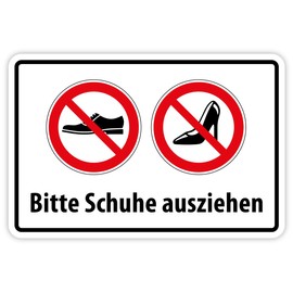 Sticker Prohibition Sign "Bitte Schuhe ausziehen" Combi Warning Note Prohibition Film | Choice of Sizes Made in Germany, Size: 15 x 10 cm